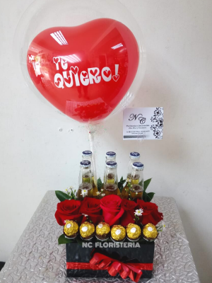 DETALLE ROSAS Y CERVEZA