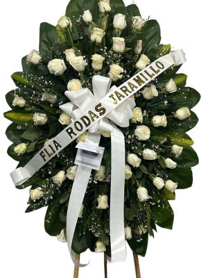corona funebre rosas blancas
