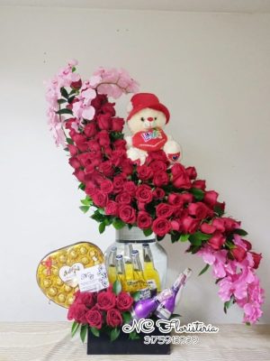 CRISTAL EN  ROSAS PARA CUMPLEAÑOS