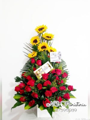 Tradicional girasoles y rosas