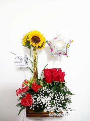Arreglo en Girasoles y Rosas