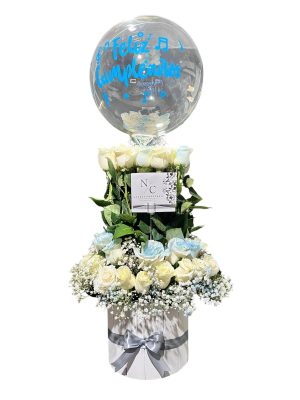 Redondo en rosas blancas- floristerías en cali